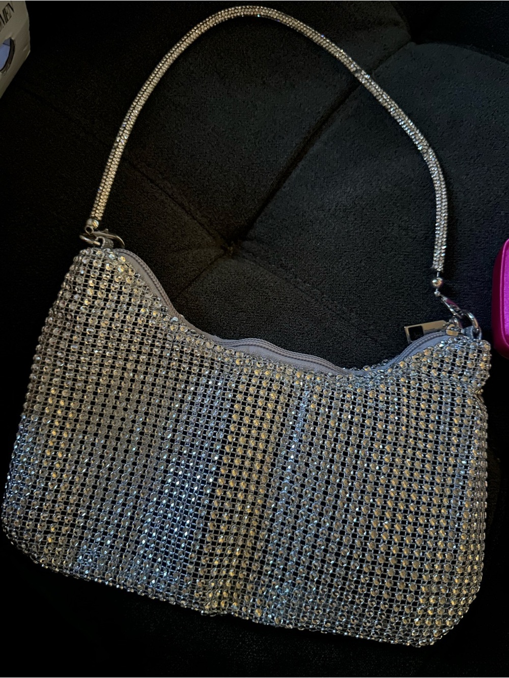SHEIN Silver Crystal Mesh Shoulder Bag